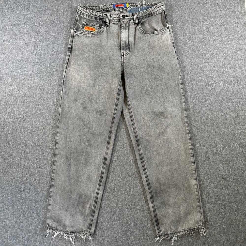 Empyre Loose Fit Skate Jeans Grey Washed Baggy Wide Leg Denim Mens 32 Y2K Style